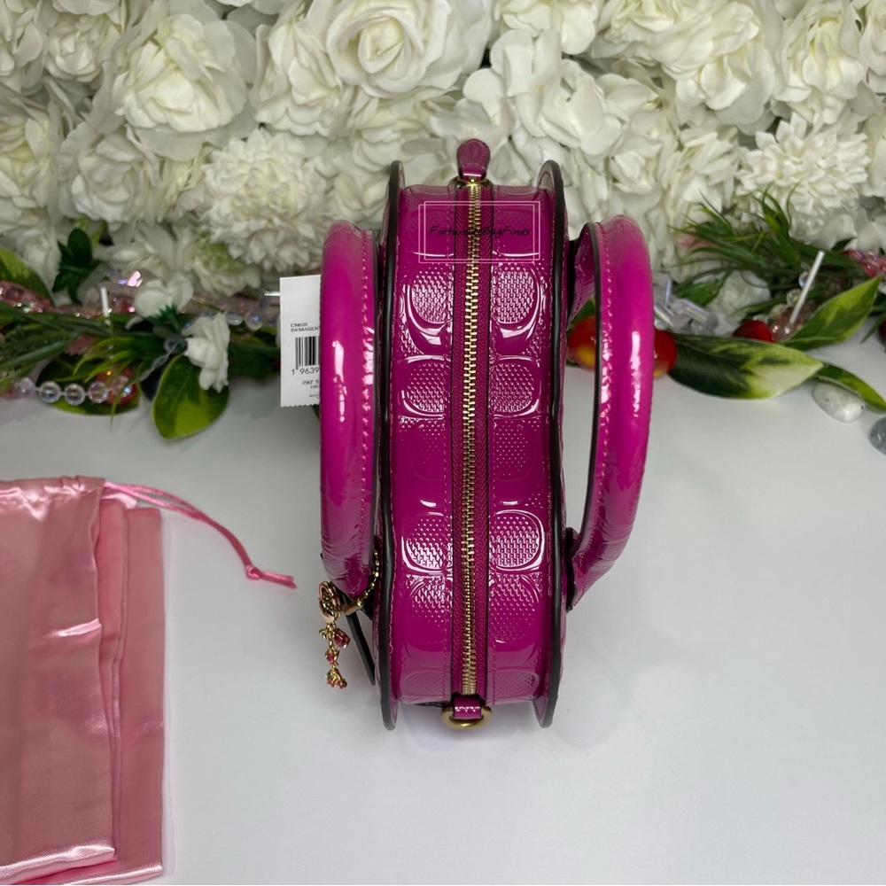 Coach Heart Crossbody CN600 Purple Pink Magenta with Cat Eye Crystal Chain - Picture 13 of 16